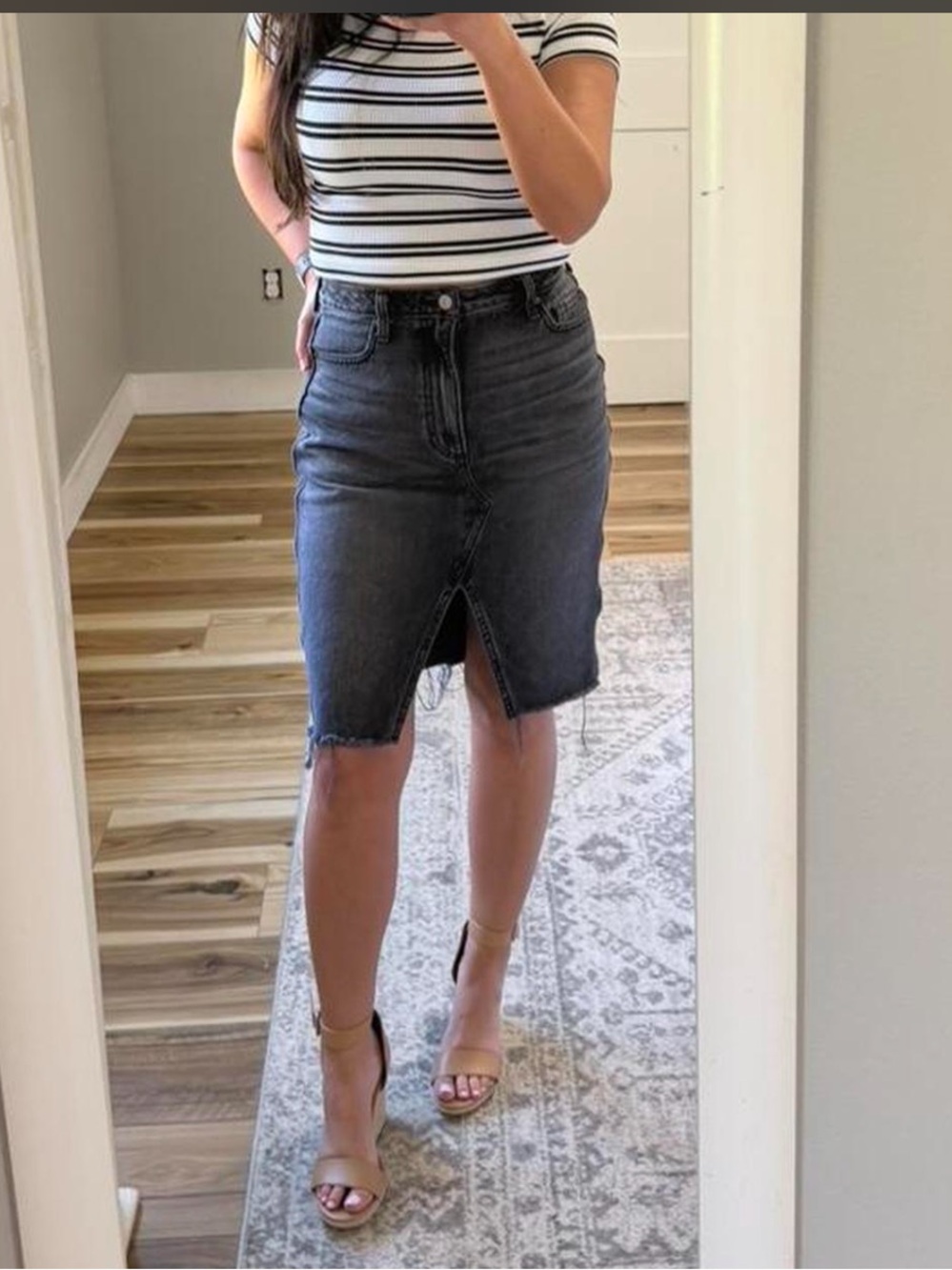Abercrombie & Fitch Dark Gray Denim Pencil Skirt